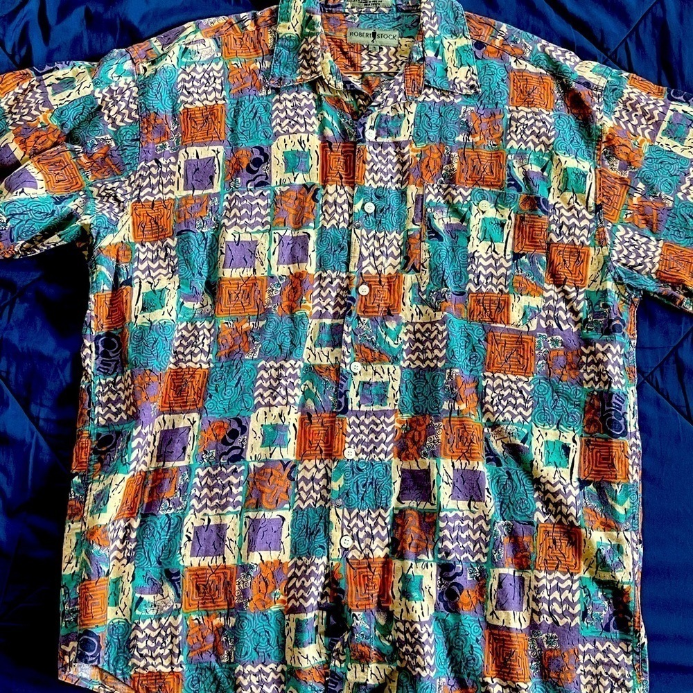 Vintage 1990s Robert Stock Button-Down Party Shirt